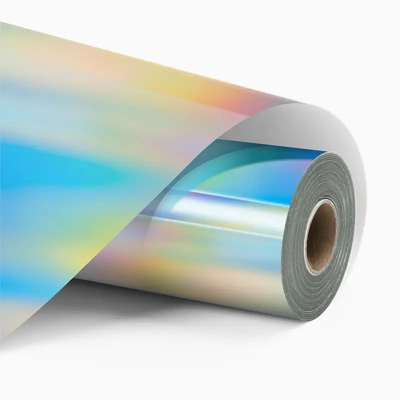Vinil adeziv permanent holografic - Argintiu iridescent - 30,5 x 90 cm